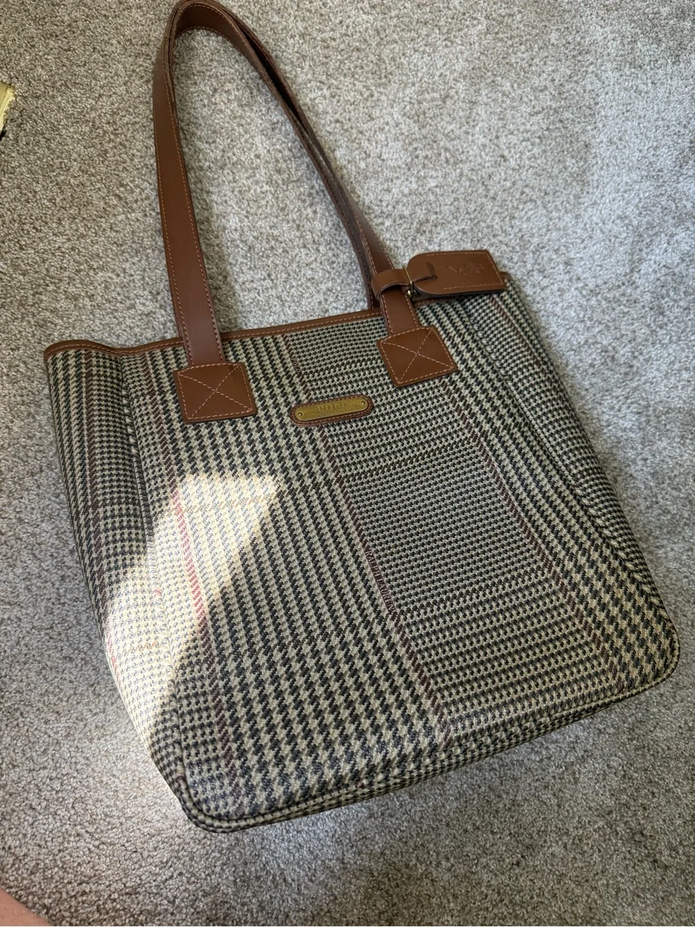 Polo by Ralph Lauren Brown Tweed Tote with Leather Trim